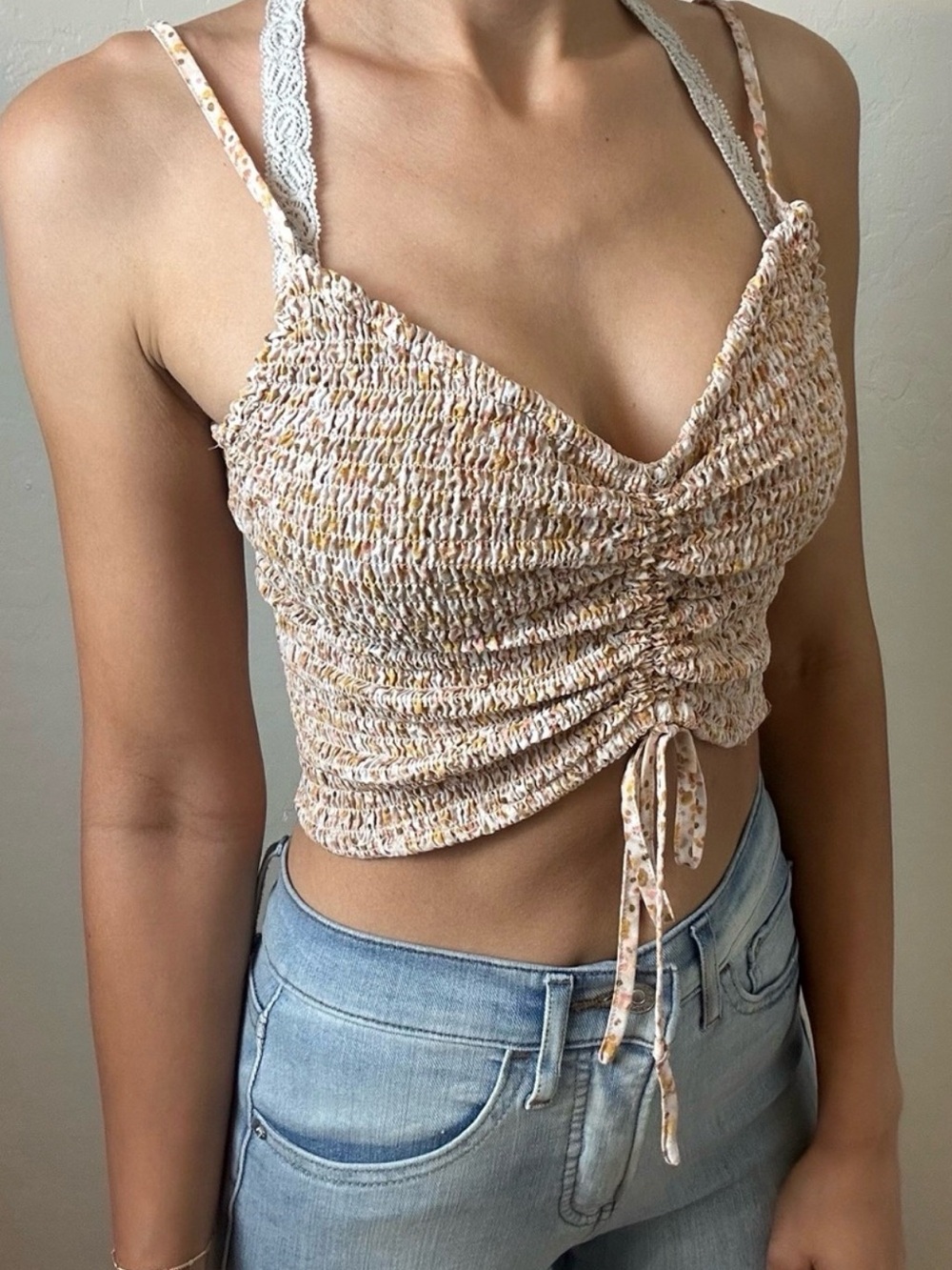 Forever 21 Pink and Yellow Cami with Multicolor Speckle
